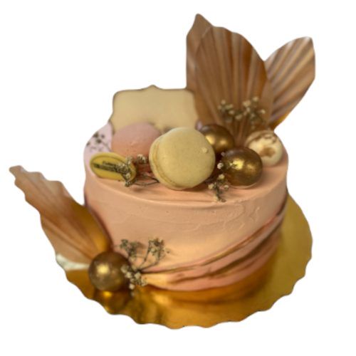 Tort komunijny wysoki różowo złoty